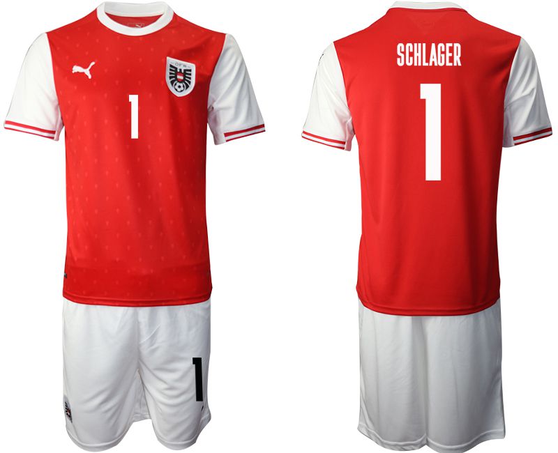 Men 2020-2021 European Cup Austria home red #1 Soccer Jersey